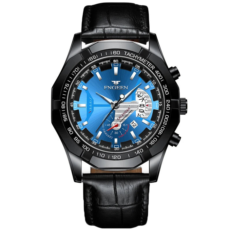BINBOND luxury quartz wristwatch for men, luminous, water-resistant, automatic date, stainless steel