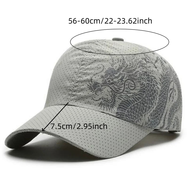 1 pcs Men's Printed Chinese Style Dragon Pattern Quick-Drying Mesh Baseball Cap Outdoor Leisure Fashion Sun Protection