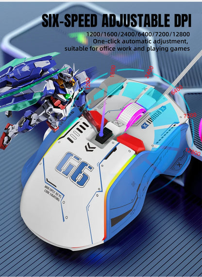 HXSJ Programmable Gaming Mouse Wired 12800 DPI RGB Gaming Mouse with 12 Programmable Buttons, Ergonomic Wired Gaming Mouse for PC, Laptop & Windows