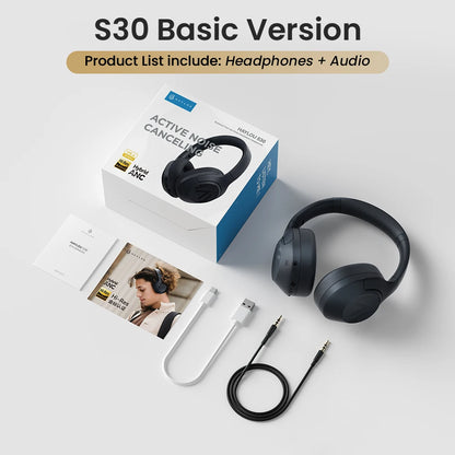 HAYLOU S30 Wireless Bluetooth 5.4 Headphones – 43dB Adaptive Noise Cancelling Over-Ear Headphones, 40mm Driver, 80H Playtime Hi-Res ANC Headset with Microphone