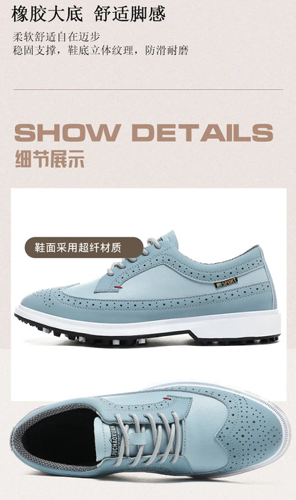 Scarpe da golf professionali da uomo in pelle di alta qualità, traspiranti, scarpe sportive per competizioni e allenamenti di golf, taglie forti 39-47#