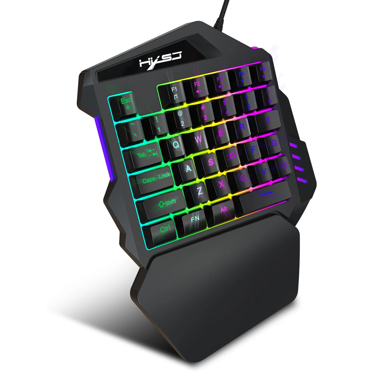 Ergonomic One-Handed Gaming Keyboard, 35-Key Compact Design, RGB Lighting, USB Powered, Thin Film Keys for Enhanced Gaming