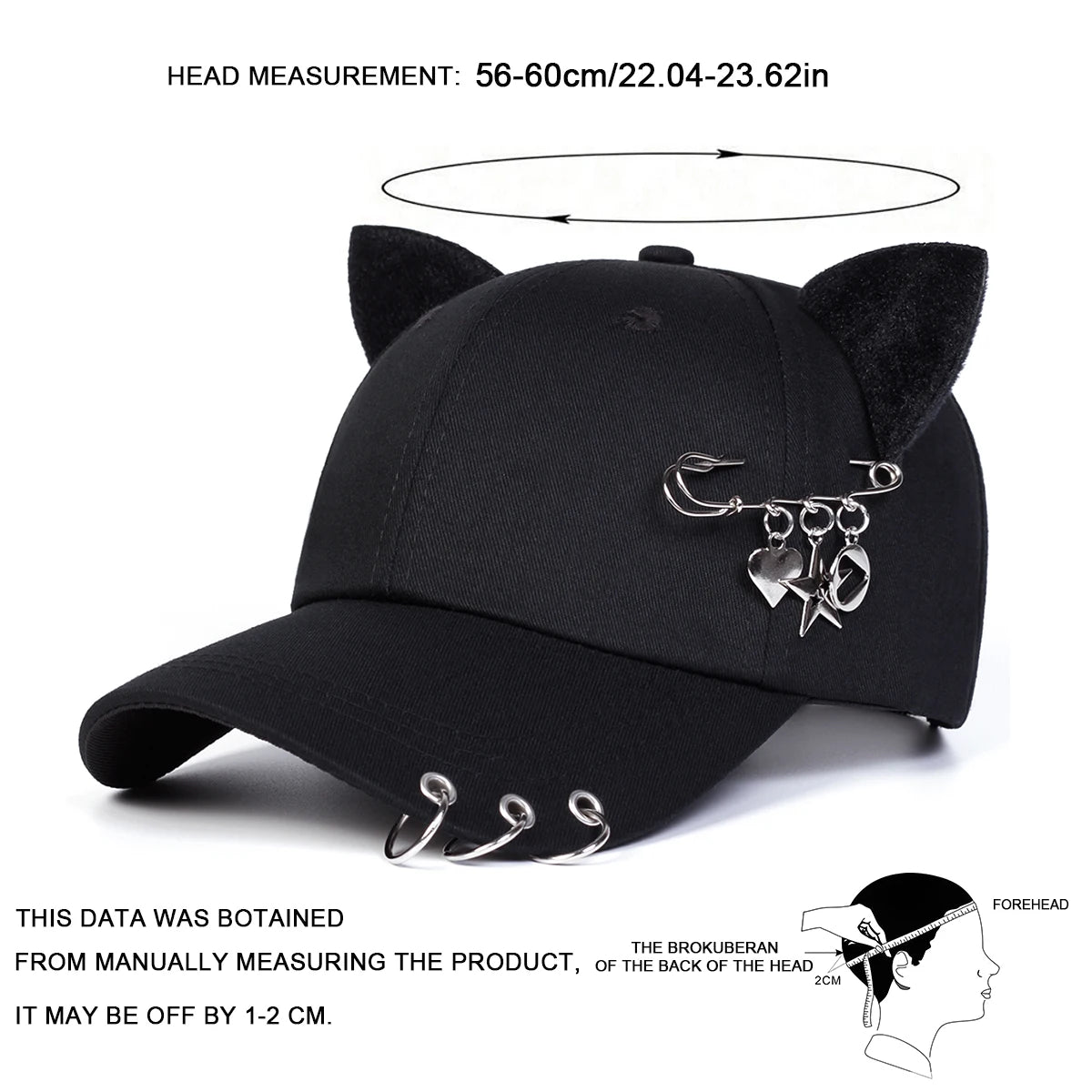 Unisex Cat Ear Pin Love Baseball Caps Spring Autumn Outdoor Adjustable Casual Hats Sunscreen Hat Sports Cap