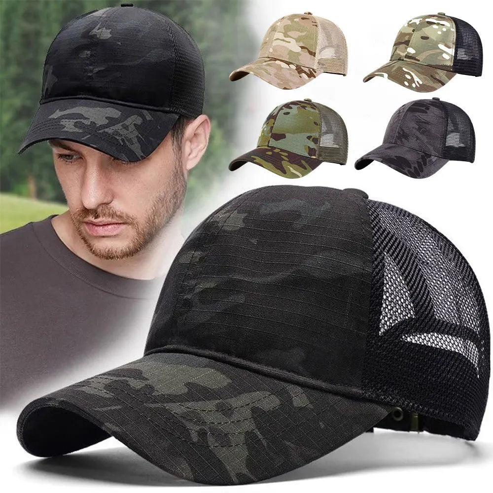 Cappellino da baseball da uomo mimetico, cappello estivo da sole, cappellino da baseball militare mimetico, cappellino tattico traspirante per attività all’aperto