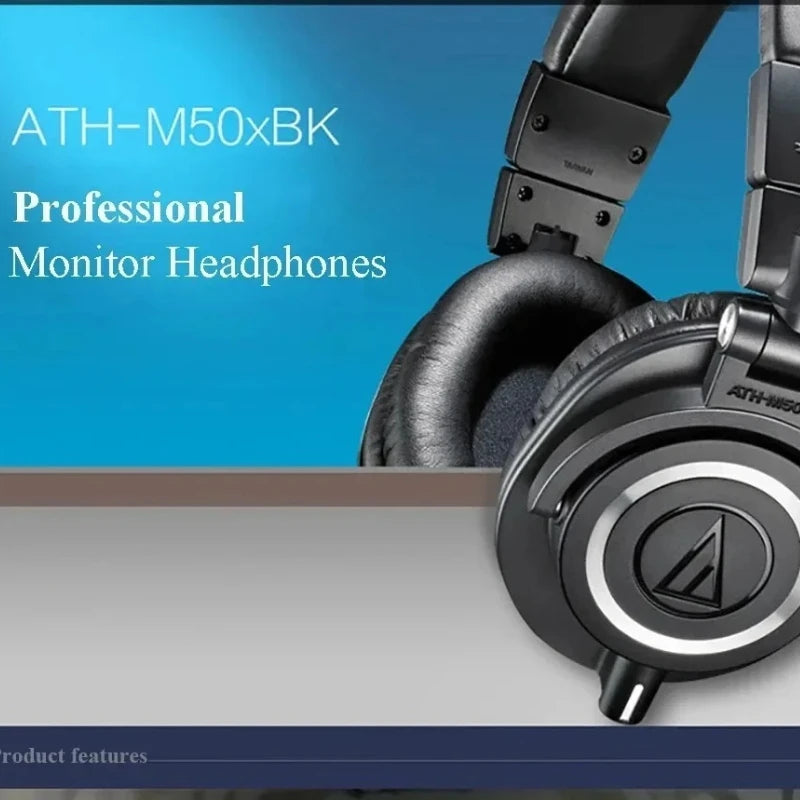 Audio-Technica ATH-M50x Professional Studio Monitor Headphones Hi-Fi Wired Over-Ear Headphones with Foldable Design for Music Production
