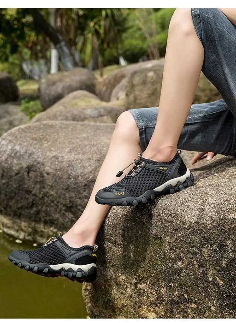 Chaussures de sport en maille pour homme, été : chaussures de mode pour l'alpinisme, respirantes, légères, antidérapantes, pour le plein air, les voyages, la course à pied et le quotidien