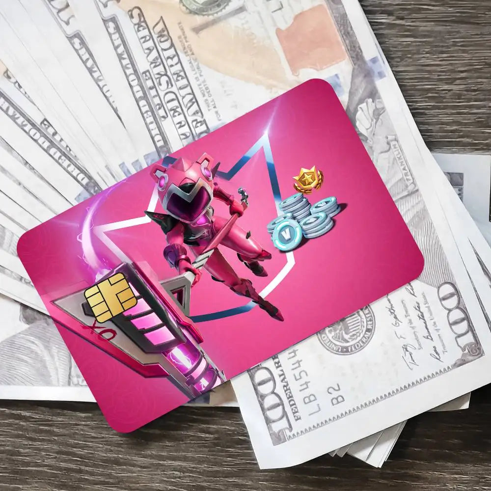 Autocolantes de cartões de jogo Fortnite Cuddle Team Leader para cartões bancários, película protetora impermeável, presente surpresa