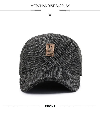 Cappellino da baseball in maglia di lana per l'inverno con paraorecchie - Cappellino da baseball da uomo, cappelli caldi e imbottiti con paraorecchie - Cappellini sportivi da golf - Snapback