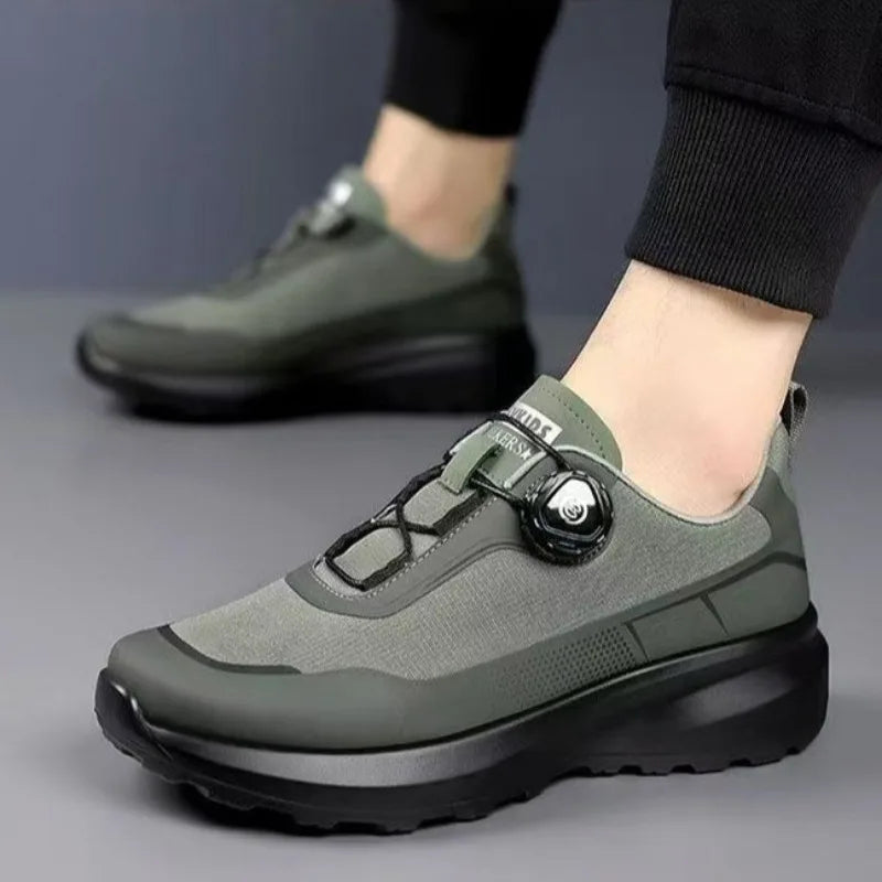 Zapatillas deportivas nuevas para hombre con botón giratorio, de plataforma, para conducir, para caminar, para actividades al aire libre, resistentes al desgaste, para correr y para deporte, talla grande