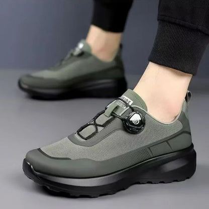 Zapatillas deportivas nuevas para hombre con botón giratorio, de plataforma, para conducir, para caminar, para actividades al aire libre, resistentes al desgaste, para correr y para deporte, talla grande