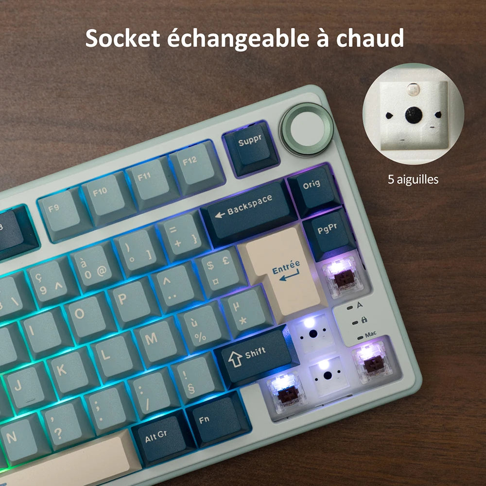 RK Royal Kludge R75 Gasket Wired Mechanical Keyboard 80 Keys RGB Backlit Hot-swappable Spanish Gamer Keyboard MDA PBT Keycaps
