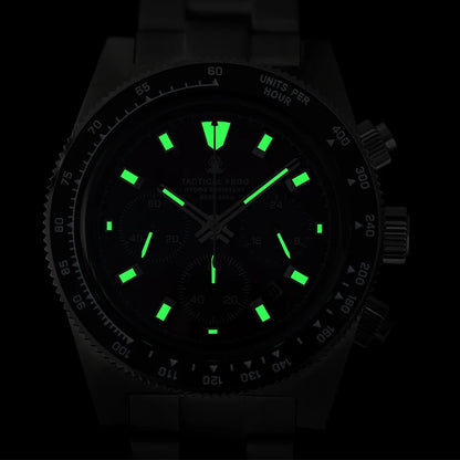 Tactical Frog V2 Solar Chronograph Men Watch Sapphire Crystal Mirror Ceramic Bezel VS75A Eco-Drive Quartz 20Bar Waterproof Watch
