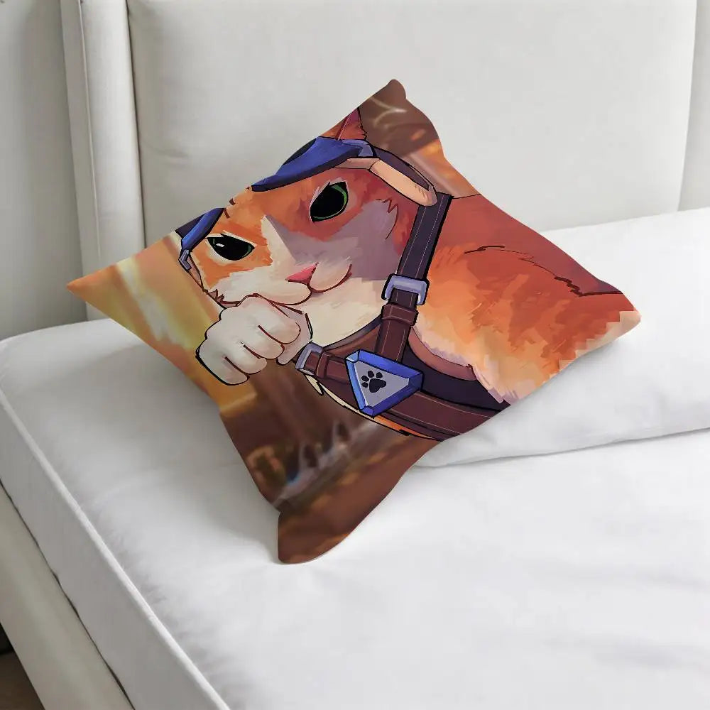 Capa de Almofada Quadrada Jetpack Cat O-Overwatch Gaming, Macia e Decorativa, para Sofá e Cama em Casa
