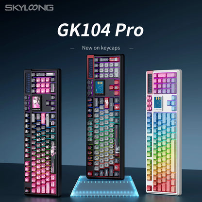 SKYLOONG GK104 Pro Wireless Mechanical Keyboard, 104-Key Custom Hot-Swappable RGB Gaming Keyboard with LCD Screen, Triple Mode Bluetooth/2.4G/USB-C Mechanical Keyboard