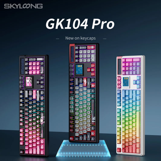 SKYLOONG GK104 Pro Wireless Mechanical Keyboard, 104-Key Custom Hot-Swappable RGB Gaming Keyboard with LCD Screen, Triple Mode Bluetooth/2.4G/USB-C Mechanical Keyboard