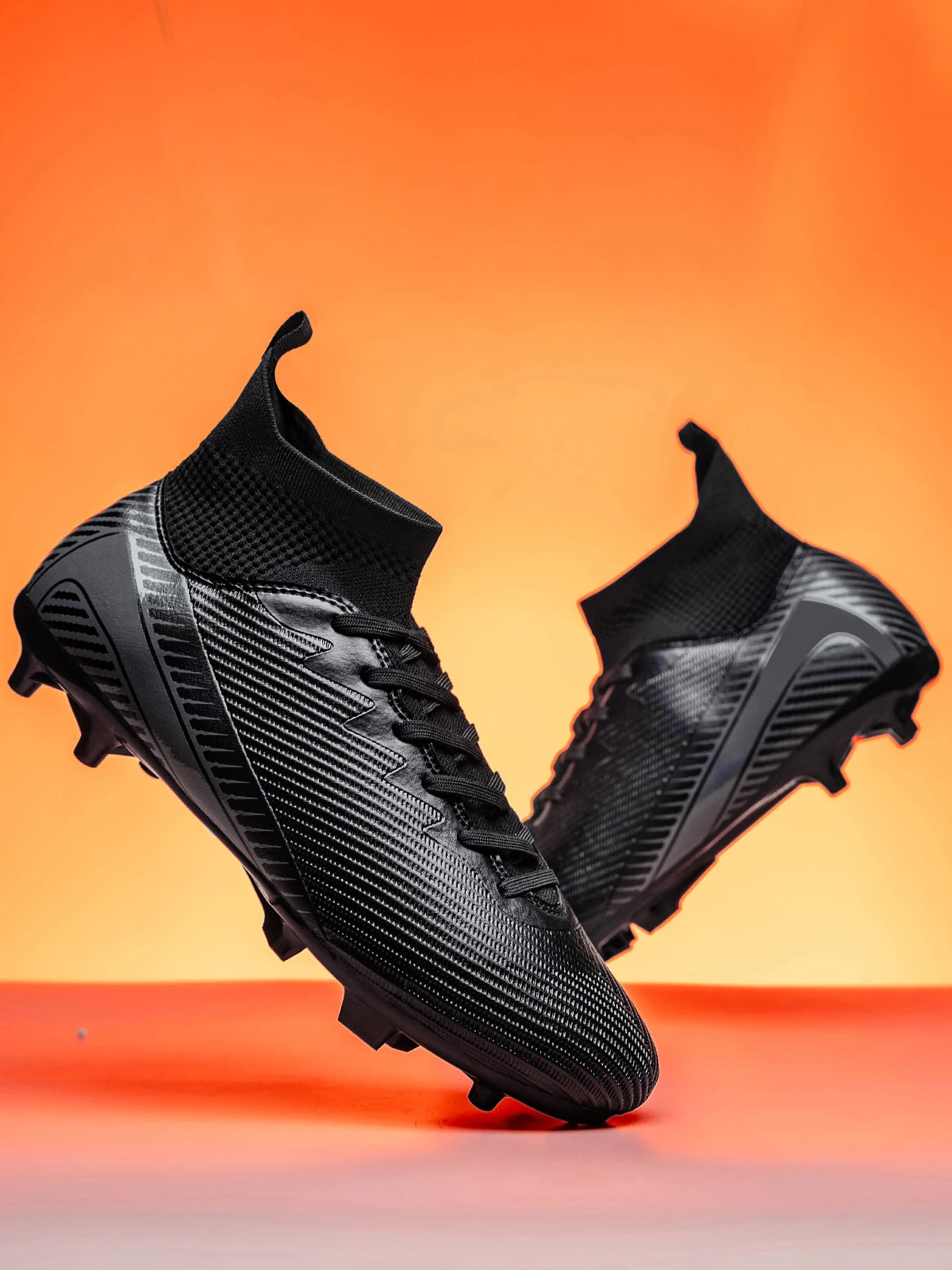 Chaussures de football pour adultes débutants AG FG, tige extensible en PU, coussin en TPU, crampons longs antidérapants, durables, pour entraînement sur gazon, niveau d'entrée