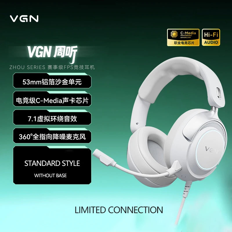 VGN Zhou Series Pro Max Over-Ear Gaming Headset, Delta Game Noise-Canceling, Four-Mode Wireless PC Bluetooth Headset