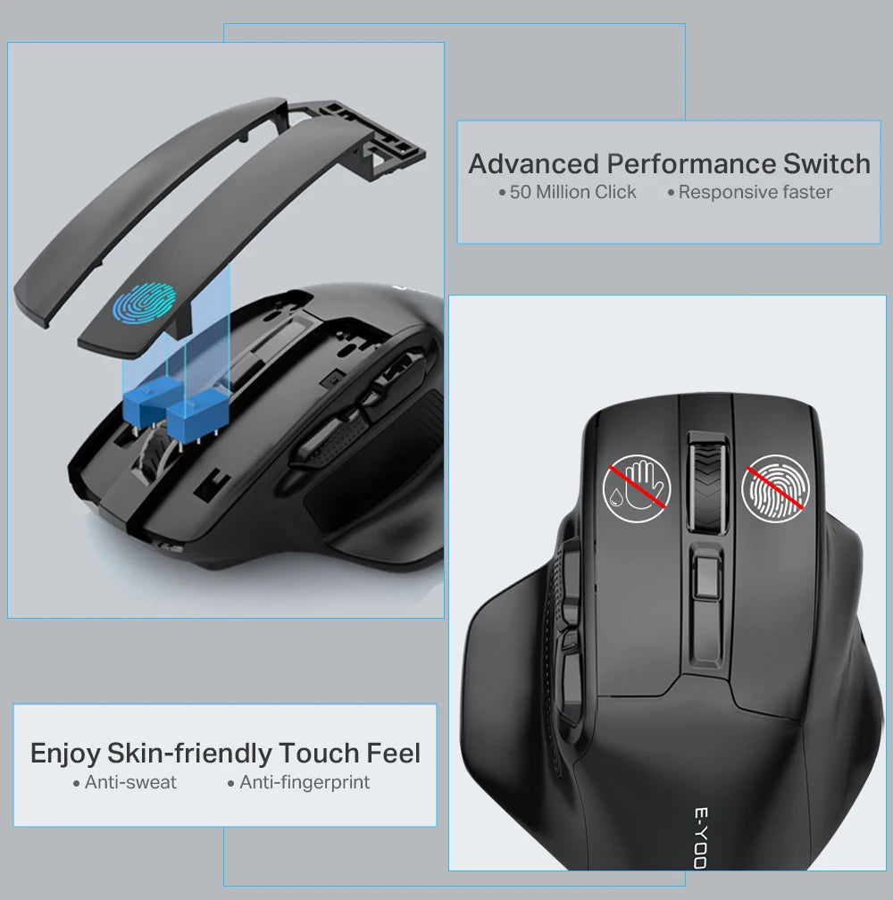 E-YOOSO X-31 Wireless Gaming Mouse for Big Hands, USB 2.4G Ergonomic Gaming Mouse, 4800 DPI Optical Mouse with 5 Buttons for PC & Laptop
