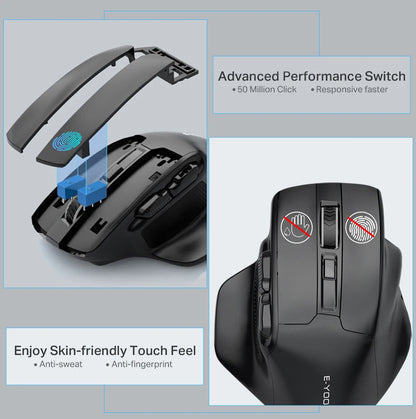 E-YOOSO X-31 Wireless Gaming Mouse for Big Hands, USB 2.4G Ergonomic Gaming Mouse, 4800 DPI Optical Mouse with 5 Buttons for PC & Laptop