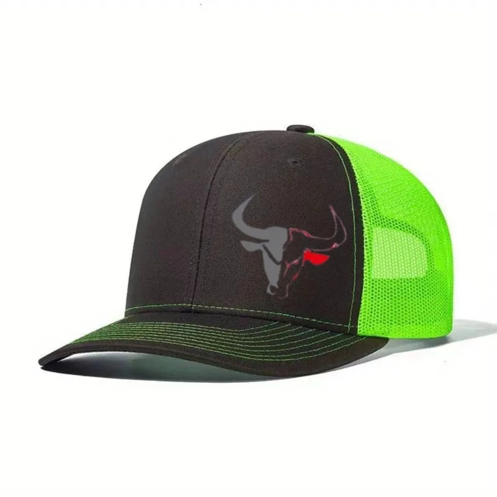 Cappellino da baseball estivo casual con stampa "Bull Head", visiera sportiva hip hop traspirante in rete, cappelli da sole regolabili per uomo e donna