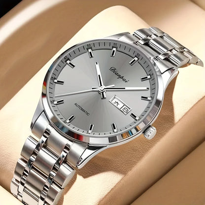 Męski zegarek mechaniczny z automatycznym mechanizmem marki Dianpai – model luksusowy, luminescencyjny wyświetlacz, klasyczny i minimalistyczny design, stal nierdzewna, wodoodporny, z kalendarzem i wskazaniem dnia tygodnia
