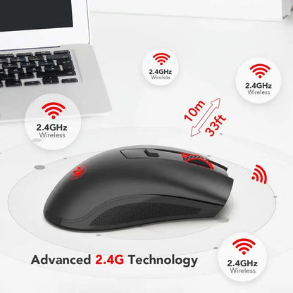 Redragon M652 optički 2.4G bežični miš s USB prijamnikom, prijenosni miš za gaming i ured, 5 podesivih razina DPI-ja