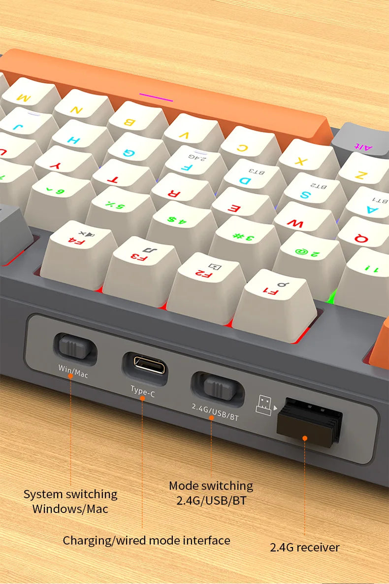 Wireless Mechanical Keyboard 96 Keys 100% Layout Spanish Russian Korean Arabic Mechanical Keyboard Bluetooth RGB K95 2000mAh