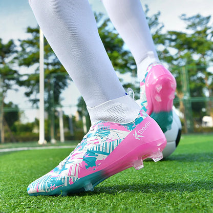 Genuine Double Star Men's High-Top AG Long Stud Football Boots, Professional Match & Training Shoes for Teenagers and Adults