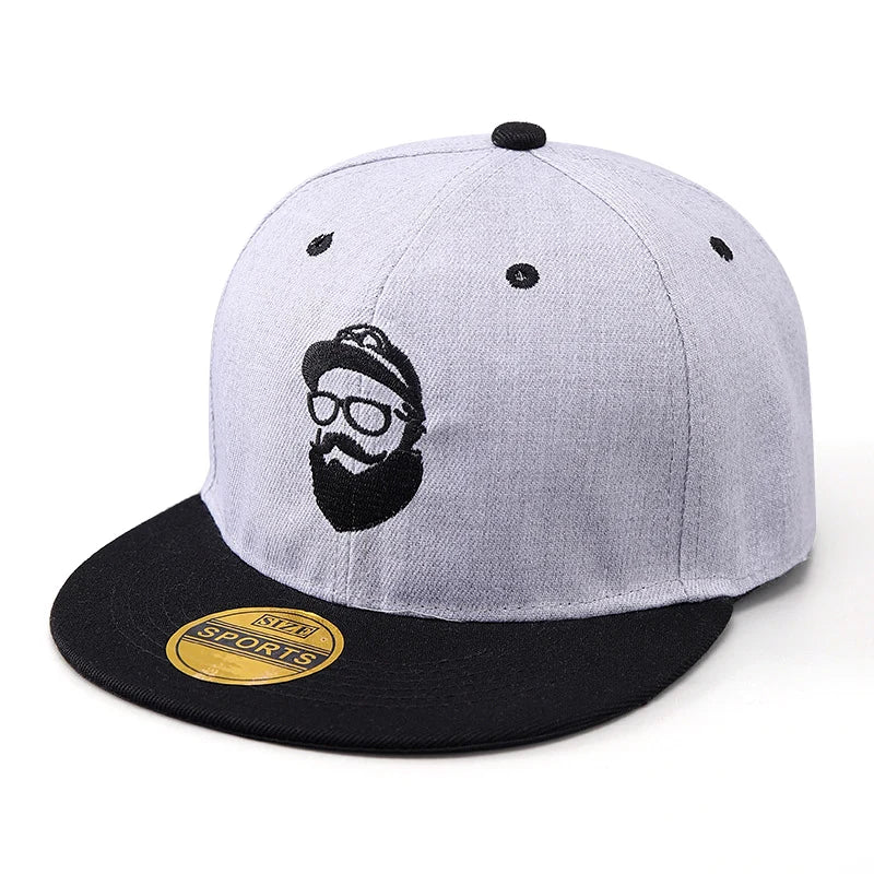 Uncle Beard Baseball Cap, Fashionable Flat-Brim Hip-Hop Hat for Men and Women, Adjustable Size, Suitable for All Seasons, Outdoor Casual Sun Hat, Embroidered Classic Character Design, Street Dance Hat, Suitable for Daily Casu