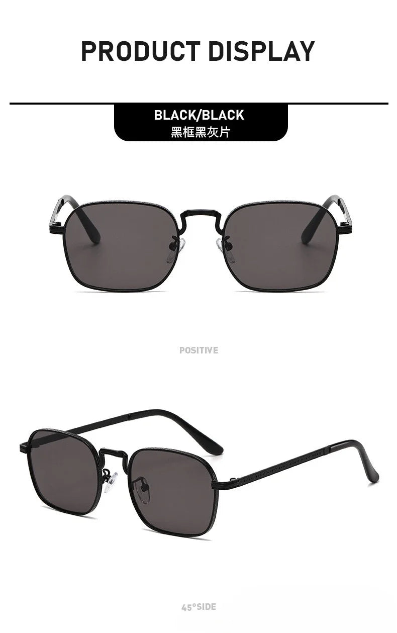 New Square Oval Metal Sunglasses Fashionable Retro Men Sunglasses Women Personalized Uv Resistant Eyeglass Luxury Design Uv400