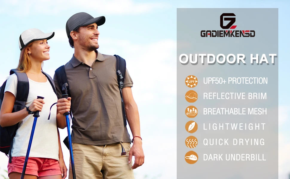 GADIEMKENSD Lehká prodyšná outdoorová čepice s ochranou proti slunci UPF 50+ – módní sluneční klobouky pro muže a ženy, vhodné pro outdoorové sporty