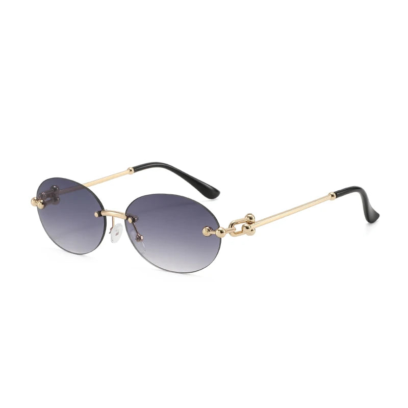 Oval Rimless Sunglasses High-End Casual and Luxurious Women's Borderless Sun Glasses Fashion and Personalized Sunglasses