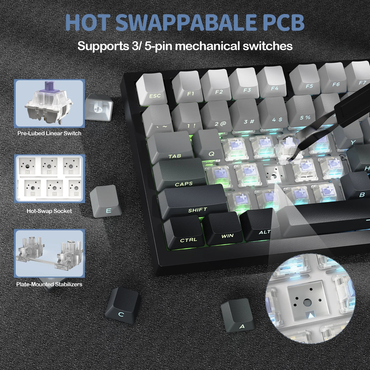 ATTACK SHARK X820 Ultra Gasket Mechanical Keyboard with TFT Screen & Knob, 75% ANSI Layout, Tri-mode, 5 Sound Absorbing Foams