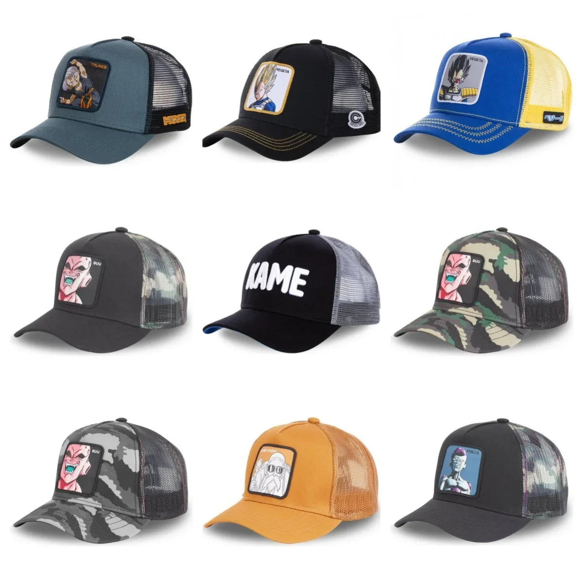 Cappellino da viaggio estivo Dragon Ball Buu Goku per uomo, con visiera, ricamo, stile hip-hop, visiera parasole, regolabile, in rete, tipo "trucker"