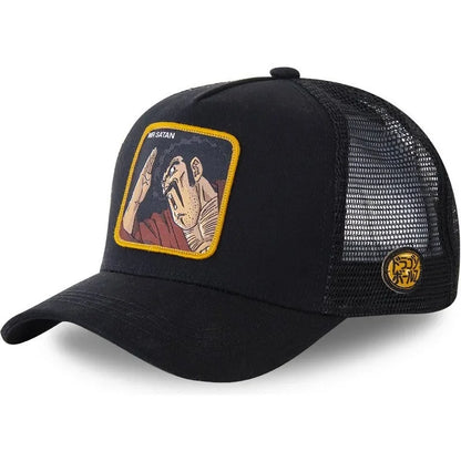 Cappellino da viaggio estivo Dragon Ball Buu Goku per uomo, con visiera, ricamo, stile hip-hop, visiera parasole, regolabile, in rete, tipo "trucker"