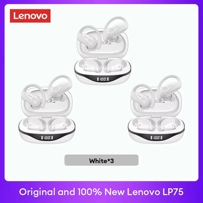 Lenovo LP75 TWS Bluetooth 5.3 Wireless Earphones – LED Display, Noise Reduction, Waterproof True Wireless Earbuds with Microphone & Deep Bass Sound