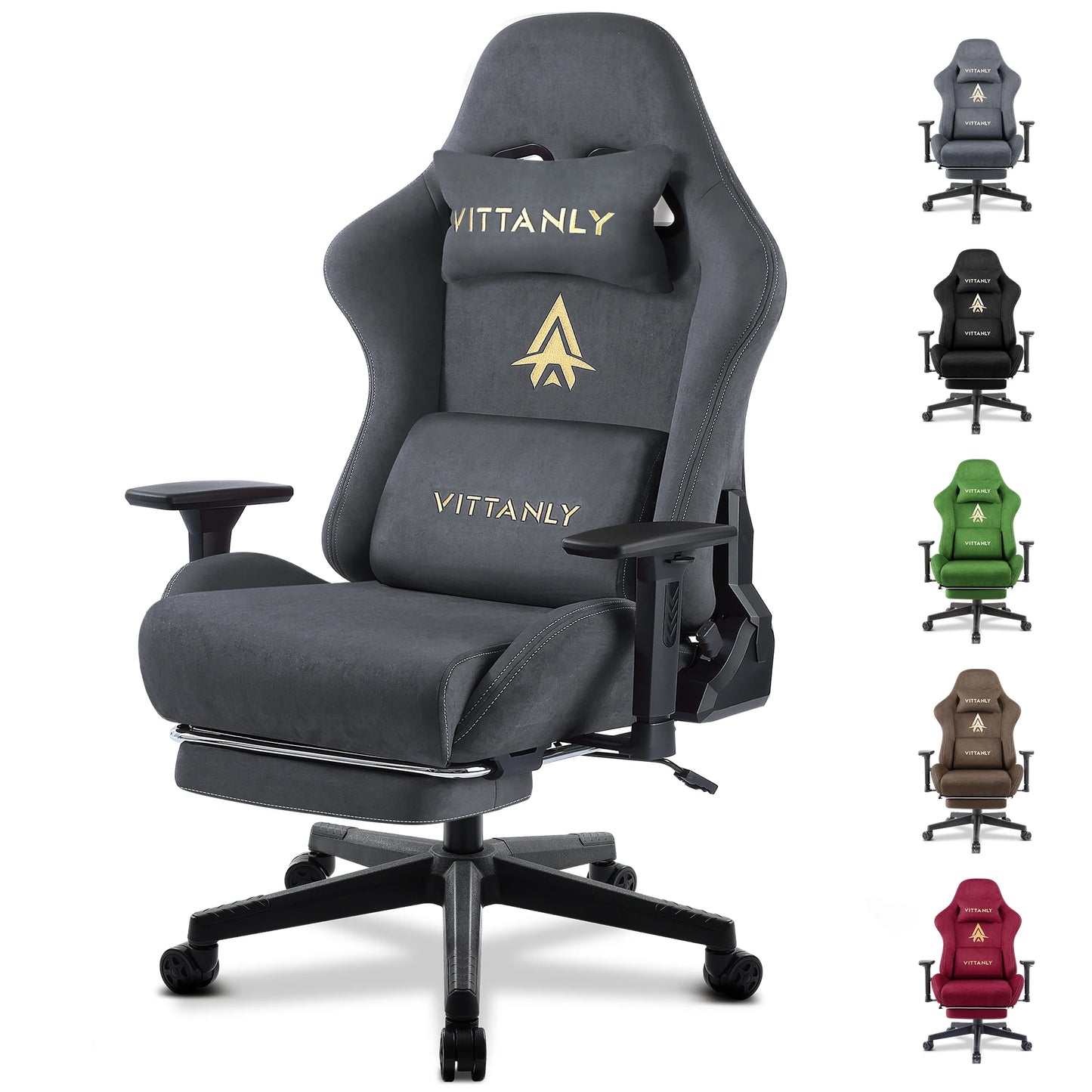 Kitinjoy Natural Suede Gaming Chair High Back Ergonomic Computer Chair with Footrest, Reclining Office Chair, Adjustable Swivel Gaming Seat