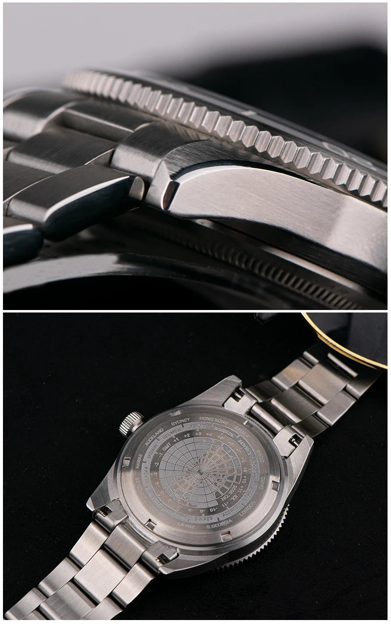 WSD9025 New man's Automatic Watch Quartz Swiss Movement BGW9 Luminous Bezel 4-Pin GMT 150 Meters Waterproof Diving