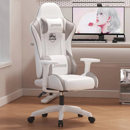 Chaise de jeu, chaise d'ordinateur, siège de bureau à domicile, dossier élastique, chaise ergonomique pour personnes assises longtemps, accoudoirs réglables en hauteur.