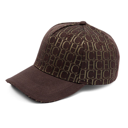 Czapka baseballowa z nadrukiem monogramu CH, usztywniona, regulowana, unisex, typu „dad hat”, z daszkiem przeciwsłonecznym, w stylu streetwear, czarna, z tkaniny, czapka codzienna