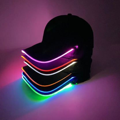 Cappello per adulti con LED e fibra ottica, cappellino alla moda, cappello di tendenza per discoteca, concerti, balli in maschera, eventi all’aperto e divertimento, cappello rap estivo