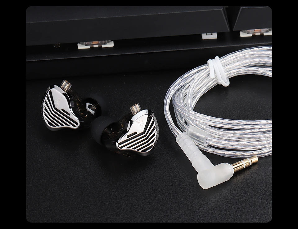 GK KUNTEN HiFi Dynamic Driver Earphones Wired In-Ear Headphones with Microphone, Detachable Cable DJ Music Earbuds, Professional HiFi Audio Earphones
