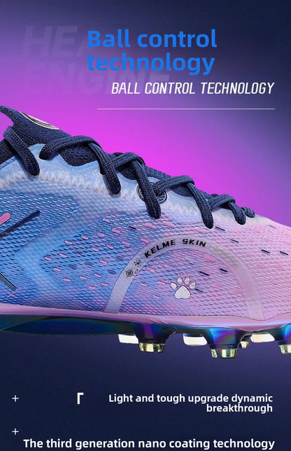 KELME FG profesionalūs futbolo bateliai su ilgais dygliais natūraliai žolei, profesionalioms rungtynėms, neslystantys futbolo bateliai patalpoms