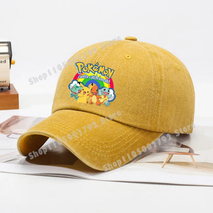Pokémonové baseballové čepice Pikachu Kawaii Anime postavičky Sluneční klobouky Letní outdoorové sluneční klobouky pro rodiče a děti Módní kšiltovka s kachním jazykem Dárek