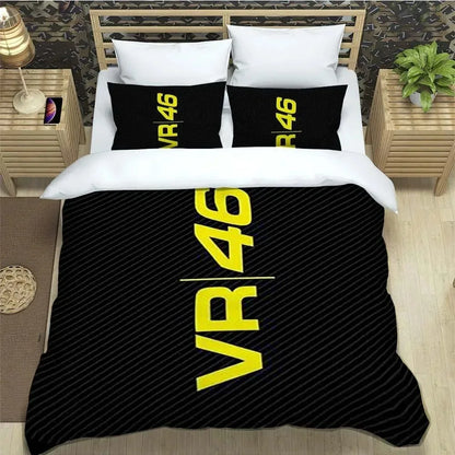 Motorcycle Fleet VR-46 Pattern Quilt Cover With Pillowcases Microfiber 3D Digital Printed Bedding Set Twin Full Queen King