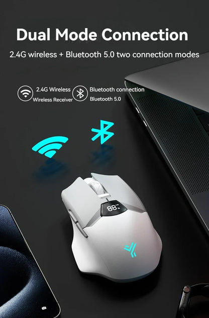 Bezdrôtová myš 2.4G Bluetooth s displejom, batériou s veľkou kapacitou 600mAh a tlačidlami s jemným stlačením na hranie aj kanceláriu