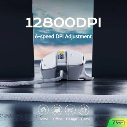 Inphic PG1 Wired Gaming Mouse RGB 12800 DPI Programmable Gaming Mouse with 6 Macro Buttons, 1000Hz Polling Rate USB Computer Mouse