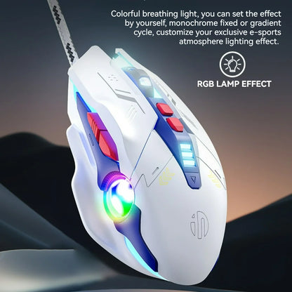 Inphic W9P Wired Gaming Mouse 12800 DPI RGB USB Mouse with Macro Programming, Mecha Style Ergonomic Wired Gaming Mouse for PC, Office & E-Sports
