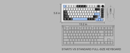 MageGee 75% Mechanical Gaming Keyboard with Knob Control, Compact Blue Backlit Wired Keyboard Black/Brown Switches for PCWindows