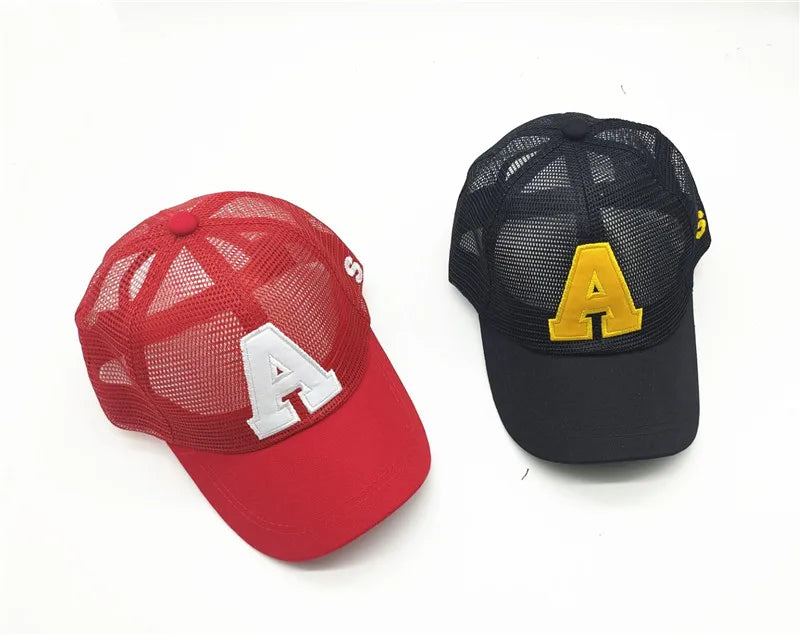 Summer autumn Kid Boy Cartoon Letter Embroidered Baseabll Caps Children Girls Outdoor Leisure Mesh Sport hats